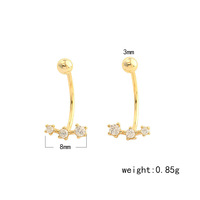 Nouvelles boucles d'oreilles à clous en argent S925, design géométrique, zircon, forme C, boucles d'oreilles à visser, accessoires