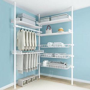 Nouveau Style <span class=keywords><strong>petit</strong></span> support suspendu Portable blanchisserie debout porte-vêtements chambre pas de perceuse métal télescopique porte-vêtements - Product Image 4