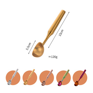 China fábrica al por mayor de acero inoxidable 304 cuchara para helado <span class=keywords><strong>Gadget</strong></span> verano mango largo cuchara para helado fruta excavación bola cuchara - Product Image 2