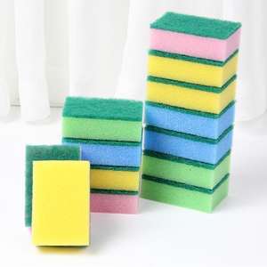 Éponge de nettoyage haute densité personnalisée pour cuisine, tampon à récurer avec bloc en éponge de polyester, éponge de lavage de vaisselle domestique - Product Image 1