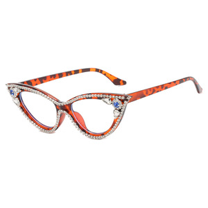 2023 New Cat Eye Diamond Flat Mirror <span class=keywords><strong>Party</strong></span> Dekorative Brillen rahmen Mode Frauen Strass Brille - Product Image 4