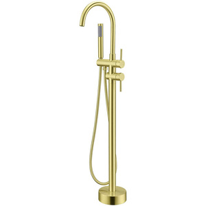 <span class=keywords><strong>Robinet</strong></span> de <span class=keywords><strong>baignoire</strong></span> en laiton autoportant support de sol chromé finition blanche-<span class=keywords><strong>robinet</strong></span> de bain et de douche moderne - Product Image 3
