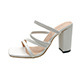 Factory Wholesale Summer New Square Head High-heeled Sandals Women Wear Thick <b>White</b> Slippers - Product Image 5