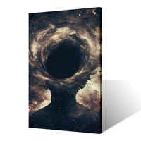 Arte de Pared en Lienzo con Diseño de Agujero Negro Surrealista, Silueta Humana, Galaxia, Nebulosa, Impresiones Artísticas Cósmicas Modernas para Decoración del Hogar