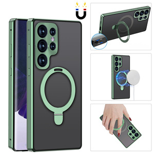 Étui de téléphone avec support magnétique en métal, <span class=keywords><strong>coque</strong></span> arrière en verre HD, <span class=keywords><strong>coque</strong></span> de protection antichoc pour <span class=keywords><strong>Samsung</strong></span> Galaxy S21 S22 S23 S24 S25 Ultra - Product Image 3