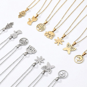 Stainless Steel <b>Themed</b> Pendant Necklace <b>Cat</b> Butterfly Animal Zodiac Fashion Jewelry <b>Gift</b> For Women Leisure Wear - Product Image 1