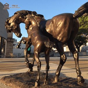 Scultura TREVI di Cavallo e Puledro a Grandezza Naturale 2m in Bronzo Antico con Patina Verde per Decorazione Giardino - Product Image 6