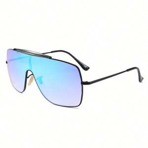 Gafas de Sol de Moda Retro 2020 para Hombre y Mujer, Montura Grande de Metal, de una Pieza, Protección UV400, Estilo Escudo, Tamaño Grande - Product Image 4