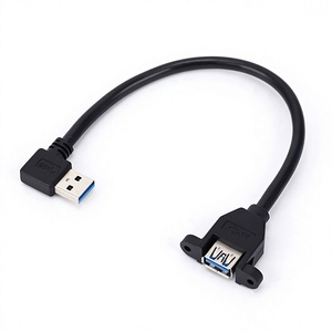 สายต่อข้อมูล USB3.0 แบบ 90 องศา ตัวผู้-ตัวเมีย แบบยึดแผงด้วยสกรู พร้อมฉนวนป้องกันแบบถัก สำหรับการถ่ายโอนข้อมูลคอมพิวเตอร์ - Product Image 1