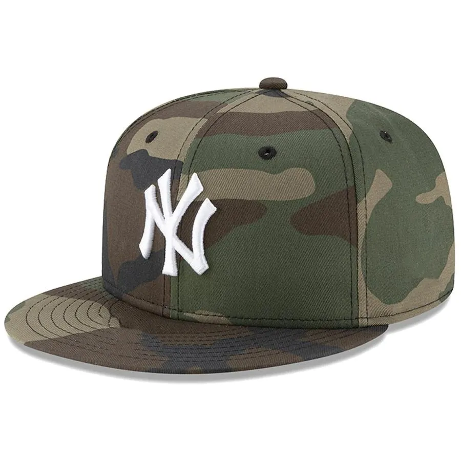 China wholesale website 6 panel camouflage 3d embroidery ny flat brim fitted caps hats men