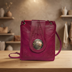 Elegante Bolso de Mano para Mujer en Piel de Becerro Premium Marrón con Patrón de Piedras, Cierre de Cremallera, Múltiples Compartimentos, de Biyadina Store, para Viaje - Product Image 3