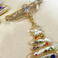 Collier pendentif en perle d'eau douce Biwa en forme d'étoile de sapin de Noël, bijoux Muses, élégant et luxueux, broche pour femme