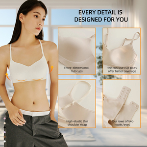 Bretelles réglables soutiens-gorge encolure dégagée en forme de sous-vêtements soutiens-gorge sans fil respirant femmes intime fermeture au dos soutien-gorge - Product Image 4
