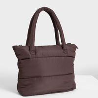 OEM Premium Wasserdichte Nylon Gepolsterte Puffer Einfarbige Reißverschluss-Stickerei Weekender Schultertasche Damen Reise Gesteppte Tragetasche