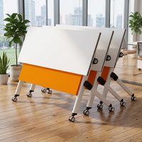 Table de formation mobile pliable en bois moderne avec roulettes en acier inoxydable, bureau pliant et fonction rabattable, montage facile