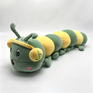 Peluche de oruga personalizado, oruga de peluche verde-amarilla, almohada larga de peluche con forma de oruga - Product Image 1