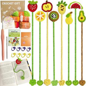 Kit <span class=keywords><strong>de</strong></span> <span class=keywords><strong>crochet</strong></span> fait main <span class=keywords><strong>pour</strong></span> débutants, 5 marque-pages fruits, tutoriels vidéo faciles, <span class=keywords><strong>pour</strong></span> adultes/femmes, DIY <span class=keywords><strong>de</strong></span> Noël - Product Image 3