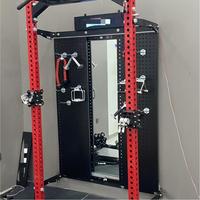 Rack de Squat Mural Pliable Intégré, Gain de Place, avec Système de Poulies Fixes et Crossover par Câble