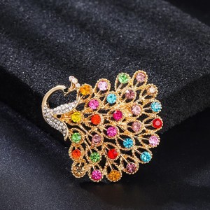 Broche Paon 2026, Style Ethnique Vintage, Strass, Plaqué Or Rose, en Alliage, pour Enfants, Cadeau de Mariage et Fiançailles - Product Image 5