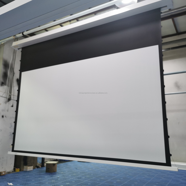120inch 16:9 Black Crystal Grey Anti-light Luxury Ceiling Tab Tension Motorized Long Throw ALR Fabric Electric Projection Screen