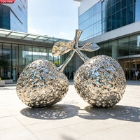 YOUFINE Statue de fruit de litchi personnalisée en acier inoxydable, poli miroir, art public moderne, décoration paysagère urbaine pour place de ville