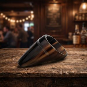Buffalo Horn <b>Ring</b> Rhodium Plated with Ethnic Style Combining <b>Black</b> and Brown Hues in a Unique Horn-shaped Design - Product Image 2