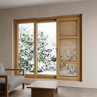 Ventanas Corredizas de Aluminio y Madera con Revestimiento Europeo, Aislamiento Térmico, Acero Inoxidable, para Cocina, Hotel, Patio