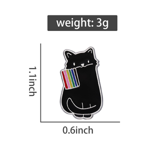 Cartoon Tiers chmuck Geschenk Benutzer definierte Regenbogen Flagge Emaille Pins Schwarz Weiß Katze Stolz Broschen Revers Abzeichen - Product Image 6
