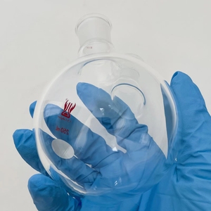 Fiasche a fondo tondo a due colli in vetro borosilicato trasparente a parete spessa con giunto 19/22 per laboratorio chimico, prodotte in Cina - Product Image 6