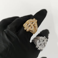 Bague TKJ Factory Stock Hop Zircon entièrement sertie de zircons, motif Dollar creux, pour homme