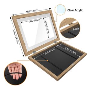 กรอบไม้กันน้ำสำหรับแสดงผลงานศิลปะเด็ก ขนาด 8.5x11 นิ้ว เปิดด้านหน้าได้ กล่องไม้ใส่ผลงานศิลปะ - Product Image 3