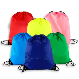 Cheap 210D colourful cute children polyester drawstring bag