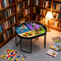 Table Montessori Tuff Tray 4 Zones de Jeu, Table Sensorielle Octogonale en Bois pour Enfants de 3 à 6 Ans, Jeu au Sable et à l'Eau, Apprentissage Précoce