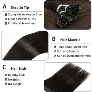 Capelli Veri Fusion K Tip Lisci con Cheratina, 12-20 Pollici, in Capsule, 50 pz/confezione, 30g, Pre-bonded, per Donna - Offerta Calda - Product Image 3