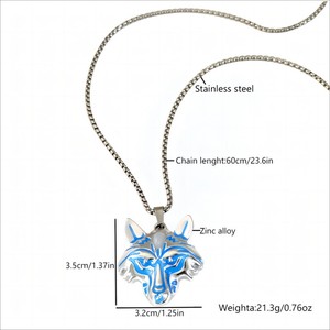 HipHop Halloween Luminous <span class=keywords><strong>Wolf</strong></span> Head Colgante Collares Vintage Street Dashing Night Lights Cool <span class=keywords><strong>Wolf</strong></span> Heads Collar - Product Image 3