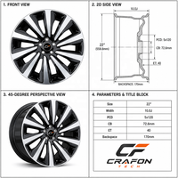 Nouvelles jantes en alliage d'aluminium forgé CF Off-Road 18 20 22 pouces 5x120 PCD 25mm ET 72.6 CB Beadlock compatibles avec Defender L663 90 130