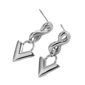 Geometric Gold Steel <b>Stud</b> <b>Earrings</b> 28Mm V Shape Infinity Design Fashion Jewelry - Product Image 5