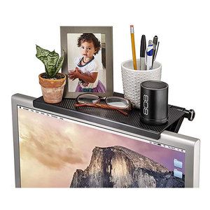 Ayarlanabilir bilgisayar monitörü düz vitrin rafı tutucu ekran Caddy ekran üst raf organizatör montaj için üst raf - Product Image 5