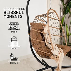 Mobilier de jardin, de patio et de balcon moderne, robuste, en acier, suspendu, confortable, résistant aux intempéries, pour l'extérieur - Product Image 5