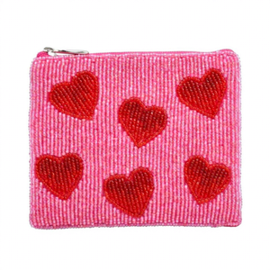 For with Red Hearts Sequined Tassel Beaded Coin <b>Purse</b> Handmade Mini Clutch Cute Bead Wallet <b>Small</b> Zipper Pouch Gift for Women - Product Image 1