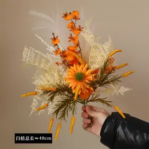 Vente transfrontalière simulation décoration de la maison fleur mariage ray-grass boule chrysanthème tenant bouquet fleurs artificielles
