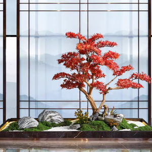 Arbre artificiel de frêne rouge, arbre à feuilles de frêne, arbre fleuri, aménagement paysager, cour extérieure, hôtel, plante, décoration paysagère - Product Image 4