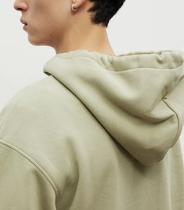 Sweat-shirt polaire mi-lourd à capuche coupe classique manches longues longueur normale vert pistache brodé pour homme - Product Image 2