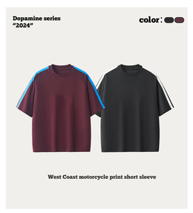 Summer Heavy 270G Clash Short Sleeve T-shirt Men's Cross Solid Color Cotton American Men's Short Sleeve - Product Image 2