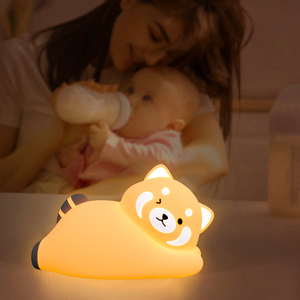 Cute Design <strong>Red</strong> Panda LED Battery Operated Silicone <strong>Night</strong> Lamp with Touch Control for <strong>Baby</strong> and Children - Product Image 2