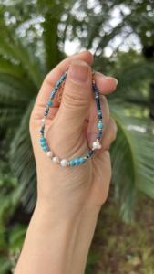 กำไลข้อมือผู้หญิงทำมือ ปรับขนาดได้ แฟชั่น กำไลหินคริสตัลแท้เพื่อสุขภาพ ประดับด้วยไข่มุก ไม่ลอก ไม่ดำ กันน้ำ - Product Image 6
