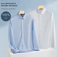 Chemise pour homme de qualité supérieure, 100% coton, col carré, décontractée, été, perlée, infroissable, lavable en machine