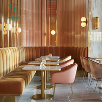 Meubles de café ronds et incurvés en marbre pour restaurant et café, banquette, table et chaises