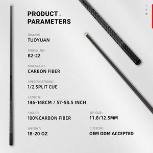 Queue de billard TuoYuan 100% fibre de carbone pour JUMP/BREAK/play - Product Image 2