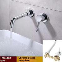 Robinet de lavabo mural chaud/froid en laiton chromé, à double poignée, avec bec de 8 pouces, encastré, finition noir mat et nickel brossé